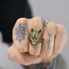 Anillo de titanio con cabeza de lobo retro dominante personalidad Hielo Lobo Original punk anillo para hombre joyería transfronteriza comercio exterior Mayoreo