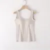 Dropshipping Regata Feminina Nova Estilo Primavera e Verão com Sutiã Embutido, Costas Lindas em U Grande, Camisola Longa para Usar em Camadas