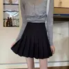 Falda Plisada Gris Falda de Verano Delgada de Cintura Alta para Mujer Estilo Preppy Jk Ajustada Traje Tb Falda A-Line