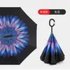 Paraguas Invertido Automático de Doble Capa con Mango Largo para Hombres y Mujeres, Protección Solar, Lluvia o Sol, Parasol Grande de Doble Capa Resistente al Viento para Montar en el Coche