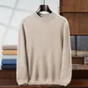 Suéter de punto base de lana simple de color liso con cuello medio alto para hombre, engrosado de cachemira, otoño e invierno, venta al por mayor