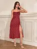 Roupas Europeias e Americanas Femininas Transfronteiriças Verão 2025 Novo Estilo Sexy Moda de Rua Vestido de Alça Sem Mangas com Amarração e Bolinhas