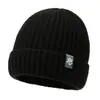 Gorro de punto liso para otoño e invierno para hombres y mujeres, gorro de lana grueso y cálido, gorro versátil con borde enrollado, gorro de punto para exteriores