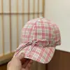 Boné de Baseball Estilo Coreano Moderno Artístico com Design de Laço Xadrez para Mulheres, Novo Leve Respirável de Algodão Puro com Aba
