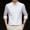 Camisa de Seda de Hielo sin Costuras con Tapeta Oculta de Manga Larga para Hombre, Fluida, Libre de Arrugas, Ropa Formal de Negocios, Camisa de Viajero de Lujo Ligero para Hombre al por Mayor