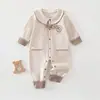 Ropa para bebés y niños Anyang, ropa para bebés, ropa exterior estilo universitario de manga larga para todas las estaciones con cuello camisero, mameluco para bebé, traje para gatear