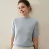 Suéter de punto para mujer 100% cachemira pura con cuello semialto y mangas de longitud media, corte holgado, perfecto como capa interior o camiseta básica, estilo moderno