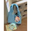 Bolso de Lona con Lunares Azules Estilo Coreano para Mujer 2026 Nuevo Bolso de Hombro de Gran Capacidad Estilo Juvenil Bolso para el Trabajo y la Escuela
