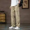 Calça Cargo Americana Masculina Verão Fina Seda de Gelo Secagem Rápida Solta Reta Perna Larga Streetwear Casual Calças Longas para Meninos