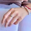 Anillo de Bola de Plata de Ley S925 Shenzhen para Mujer, Anillo Abierto de Perla Redonda Exquisita, Anillo de Personalidad Simple de Moda Versátil