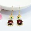 Aretes de Ámbar Natural Guan Yu Ámbar Sangre Aretes en Forma de Abanico Ganchos para Oreja Estilo Antiguo para Mujer Venta al por Mayor de Fábrica Dropshipping S3122805