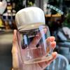 Taza Gordita Linda Alto Valor de Belleza Gordita Mini Portátil Vaso de Agua Vidrio Borosilicato Alto con Escala Vaso Agitador