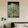 Nova Pintura Decorativa de Pavilhão de Paisagem Estilo Chinês, Arte de Parede Vintage Personalizada Verde Escuro para Hotel, Mural Grande para Hall de Entrada