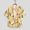 Camisa Floral Retro de Manga Corta Estilo Hawaiano Chaqueta Elegante Yuppie para Hombre Antigua Camisa de Manga Corta Estampada de Verano para Playa