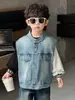 6263 Chaleco de Mezclilla Otoñal para Niños 2026 Nuevo Estilo Chaleco Coreano para Niños Primavera y Otoño Chaleco de Abrigo para Niños Moderno