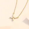 Colar Damila Luxo Trevo de Quatro Folhas com Zircônia para Mulheres Prata de Lei S925 Corrente de Clavícula Simples e Elegante Versátil Atacado