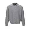 Cardigan de Tricô Canelado Azul Estilo Old Money para Homens, Camada Interna para o Trajeto Outono/Inverno, Jaqueta Suéter com Sensação Preguiçosa e Solta