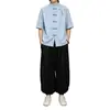 Camisa de Manga Corta para Hombre con Botones Tradicionales Chinos, Nuevo Estilo Verano 2026, Bordada, Talla Grande, Corte Holgado