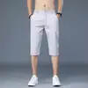 Pantalones Casuales de Seda de Hielo para Hombre Verano 2026, Pantalones Largos Elásticos Rectos Holgados de Corte Delgado, Pantalones Cortos Finos de Algodón Puro para Hombre