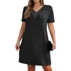 Europeu e Americano Transfronteiriço Amazon Verão 2026 Novo Vestido de Gola V Manga Curta Plus Size Moda Feminina Elegante e Estiloso Comércio Exterior