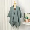 Nova capa quente de cor sólida com borda triangular costurada e fenda para viagem em Sichuan e Xizang, xale de cor única para comércio transfronteiriço