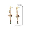 Pendientes Largos Estilo Étnico Retro Amber Streamer Piedra Natural Pendientes de Diseño Nicho Colección de Pendientes Pendientes Coloridos