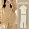 Pijama de Encaje de Alta Gama para Mujer con Pantalones Cortos, Cardigan Fino de Primavera, Otoño y Verano, Traje Sencillo Retro Verde para el Hogar
