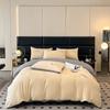 Conjunto de cuatro piezas de algodón lavado de color liso de estilo simple, ropa de cama gruesa con lijado, sábana y funda de edredón, conjunto de tres piezas para dormitorio de estudiantes