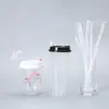 Popotes de Arte Coloridos Desechables Largos Curvos Resistentes a Altas Temperaturas Bebida Té de Leche Plástico Grado Alimenticio Comercial Infantil Hechos a Mano