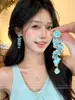 Pendientes de Borla de Grava Color Azul Hielo Menta para Mujer 2026 Nuevo Estilo de Resort de Playa Pendientes Únicos y Hermosos