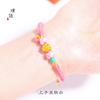 Pulsera de oro de arena vietnamita resistente al color a largo plazo con rosa tachonada, cuerda de mano DIY, pulsera tejida a mano ajustable para mujer
