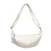 Bolso Bandolera Simple Forma de Media Luna Otoño Temprano Correa de Hombro Ajustable Accesorios con Dijes Gran Capacidad Suave Bolso de Hombro Único Para Viajes