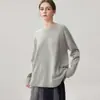 26 Outono Inverno Novo Fenda Lateral Bainha Dobrada Ombro Único Caxemira Comprimento Médio Tricô Manga Longa Solta Feminino Suéter