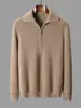Suéter de Cachemira para Hombre de Nuevo Estilo Otoño e Invierno con Cuello Half-Zip, Color Liso, Suéter de Punto Pulóver de Manga Larga