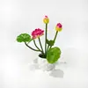 Planta en maceta de flor de loto artificial, maceta decorativa de piña, exhibición y arreglo para el hogar, accesorio de fotografía, planta en maceta de flor artificial