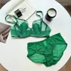 Uña de Gato Ultra-delgado Sexy Malla Hueca Ropa Interior para Mujer Pecho Grande Llamativo Pequeño Anillo de Acero Suave Pecho Anti-caída Conjunto de Sujetador