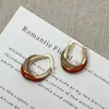 Pendientes Retro de Óleo con Color de Contraste Rojo Café de Lujo Ligero, Pendientes Femeninos, Dulces, de Gama Alta, a la Moda, Versátiles y Elegantes