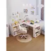 Mesa de Canto para Uso Doméstico, Mesa de Estudo para Apartamentos Pequenos, Penteadeira para Quarto de Meninas, Cômoda Integrada, Mesa de Computador em L de Madeira Maciça