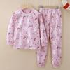 Traje de Otoño Nuevo de Algodón Puro para Niños, Cuello Redondo, Ropa Interior de Manga Larga para Niños y Niñas, Ropa de Otoño, Pantalones Largos, Pijama, Ropa para el Hogar