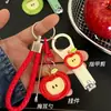 Cortauñas Creativo de Manzana Lindo y Conveniente Colgante Portátil Herramienta de Set para Uñas de Estudiante y Limpiador de Oídos