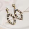 Pendientes geométricos de gran venta transfronterizos europeos y americanos, con gotas de agua antiguas exageradas y diamantes huecos, pendientes metálicos vintage.