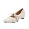 Zapatos Mary Jane de plataforma Camellia para mujer, nuevo estilo otoño 2026, inspirados en Chanel, zapatos de salón poco profundos con punta cuadrada francesa para primavera y otoño