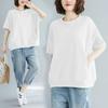 Camiseta de talla grande para hermana gordita que cubre el vientre, suelta, adelgazante, antiedad, color sólido, combina con todo, top de media manga, verano 2022, nuevo