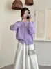 Abrigo tipo suéter dulce, holgado y suave, estilo coreano, nuevo modelo otoño e invierno 2026, cárdigan de punto suave y acogedor con cuentas finas para mujer