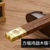 Cabeça de cobre de metal quadrado Fuxi asa de frango pauzinhos de madeira pauzinhos de madeira vermelha ébano estilo chinês presente pauzinhos fábrica letras LOGOTIPO