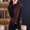 Fabricante de colete estilo coreano com gola redonda, top sem mangas, adequado para outono e inverno, caimento solto, estilo novo, peça externa feminina, fornecimento direto no atacado, bege