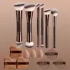 Set de Pinceles de Maquillaje Doble Cara Transfronterizo Europeo y Americano, Pincel para Base tipo Almohada, Pincel para Polvo de Rubor, Pincel de Maquillaje Color Café, Herramientas de Belleza