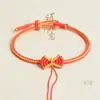 Pulseira Original Nova de Corda Trançada com Laço, Acessórios de Joias Tecidos DIY Dourados e Prateados, Pulseira Simples Estilo Ins para Meninas