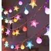 Luzes de Corda LED Solares para Exterior Camping Barraca Decoração de Atmosfera Bola Redonda Luzes de Decoração de Natal Bola de Bolha Flor de Cerejeira