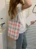 0661 Bolsa de Lona 2025 Nueva Fresca Cuadros Bolso de Hombro Bolso de Mano Bolso para Estudiante de Clase Bolso de Hombro de Gran Capacidad